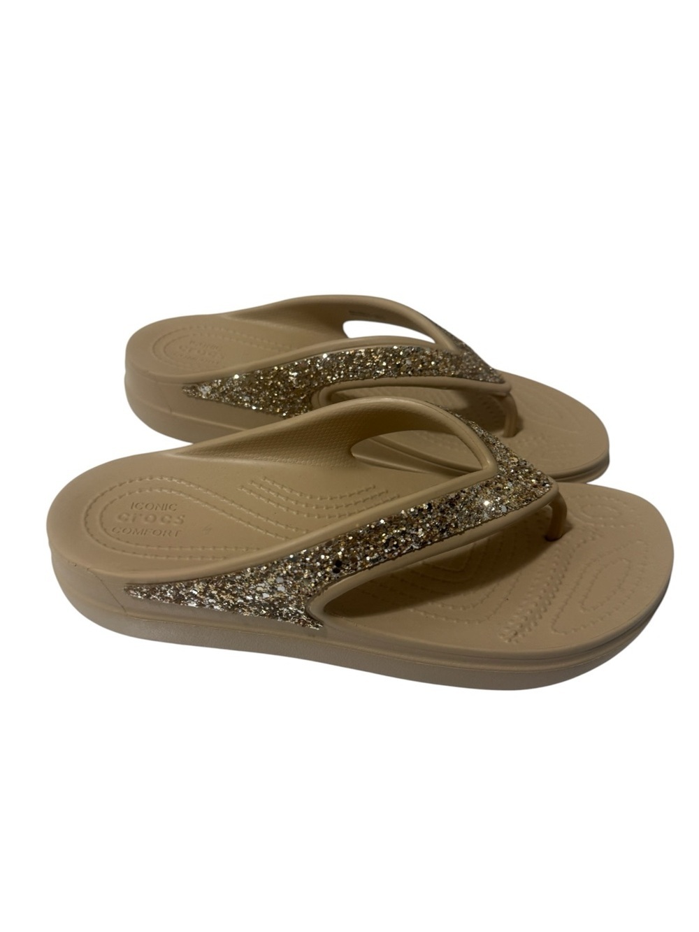 Croc Gold Glitter Flip Flop Sandals for Women - Picture 12 of 13